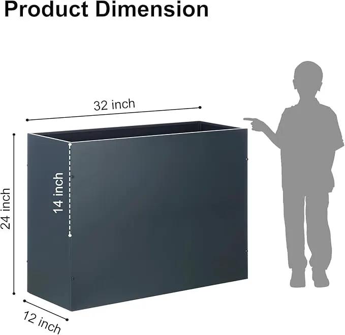SUNNYPARK Large Metal Planter Box 32”x 12”x 24”, Rectangular Modern Grey Metal Planter Box Heavy Duty with Drainage Holes for Outdoor Garden Patio by GreenHaven Gardens