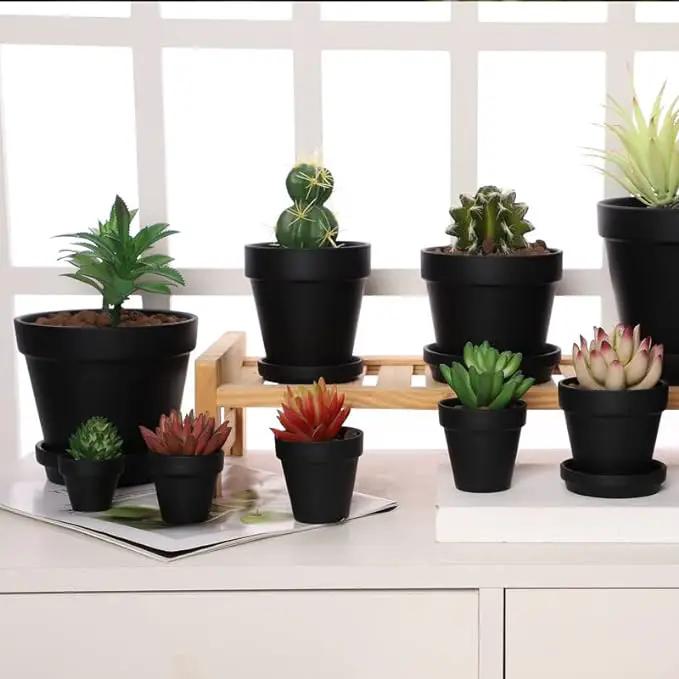Yishang 36 pcs Small Mini Black Clay Pots, 2.5'' Terracotta Pot Clay Ceramic Pottery Planter,Cactus Flower Terra Cotta Pots,Succulents Nursery Pots,with Drainage Hole,Great for Crafts,Wedding Favor by GreenHaven Gardens