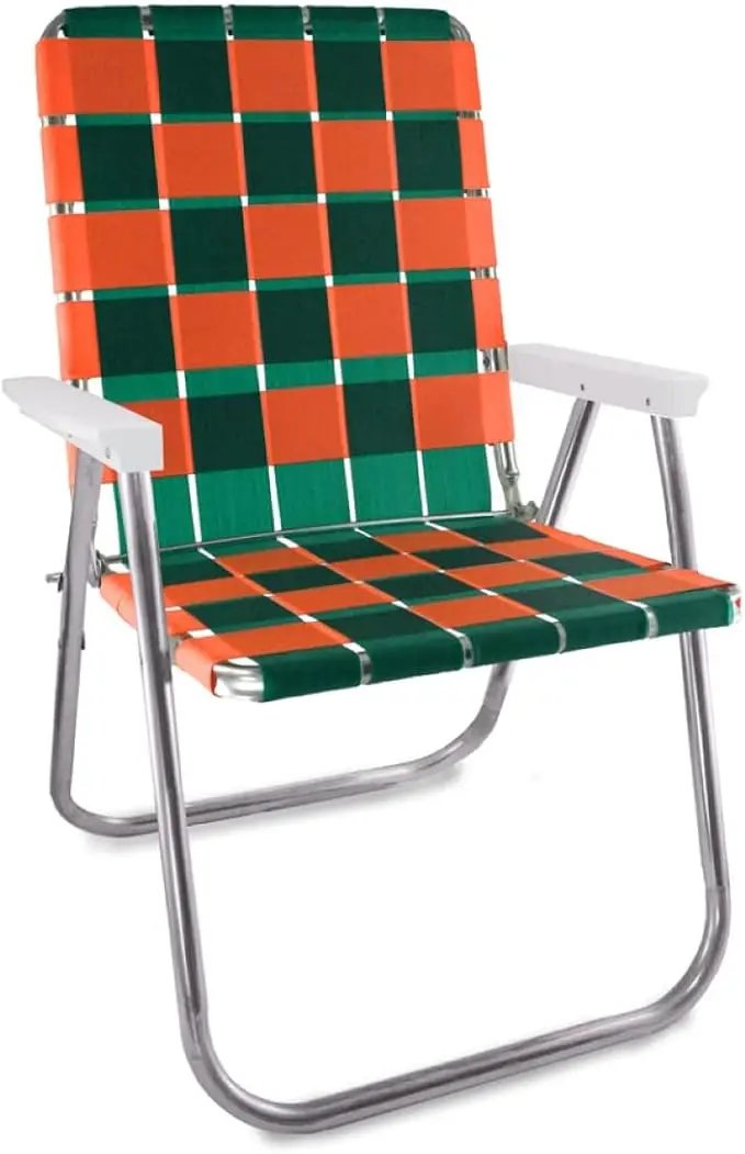 Lawn Chair USA Folding Aluminum Outdoor Patio Lawn Chair | Heavy-Duty Webbed Chairs for Camping, Sports, Beach, Yard & Tailgating | Lightweight Portable | Classic - Florida Theme by GreenHaven Gardens