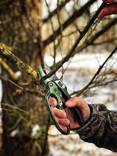 EZ Kut Original Ratcheting Pruner Kit with Molded Ballistic Nylon Sheath and Carbide Blade Tool, Green and Black by GreenHaven Gardens