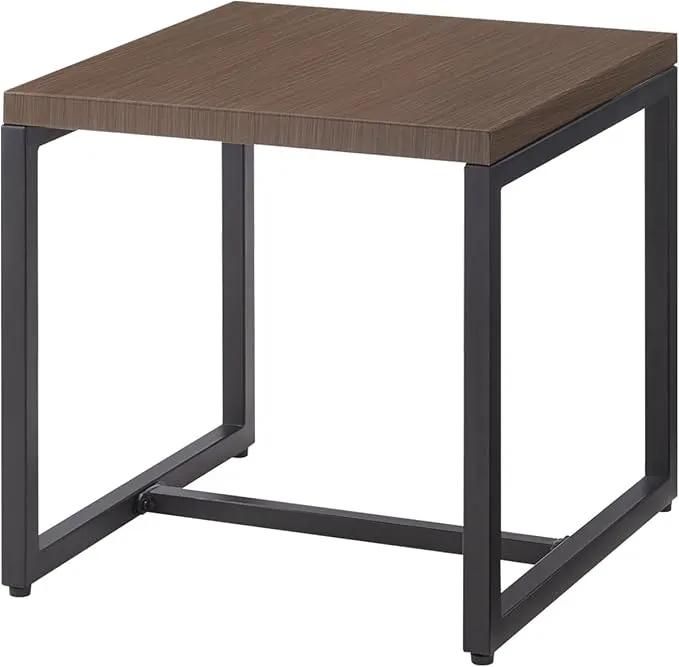 Patio Tables Outdoor Coffee Table - Steel Side Tables End Table for Proch Deck Balcony Garden Squre Brown Tabletop by GreenHaven Gardens