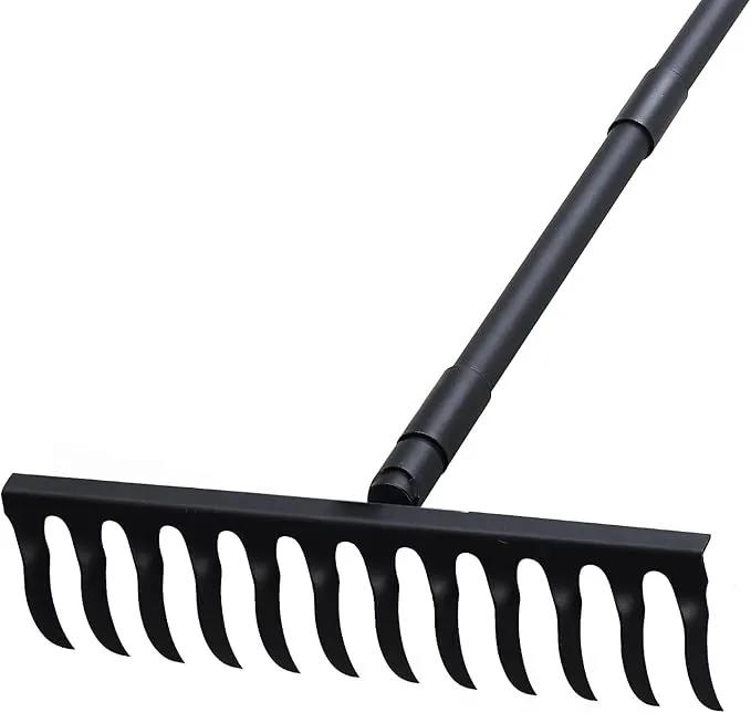 Pragmatist Bow Rake Heavy Duty 60" Metal Head Garden Rake with Adjustable Stainless Steel Handle Garden Tool for Loosening Soil Leveling Mulch Gathering Leaf by GreenHaven Gardens