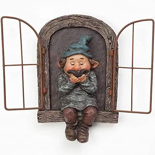 Whimsical Fairy Garden Gnome Statue, Tree Faces Decor Outdoor -5.9 Inch, Funny Garden Tree Decoration,Ideal Patio Yard Lawn Porch Decoration by GreenHaven Gardens