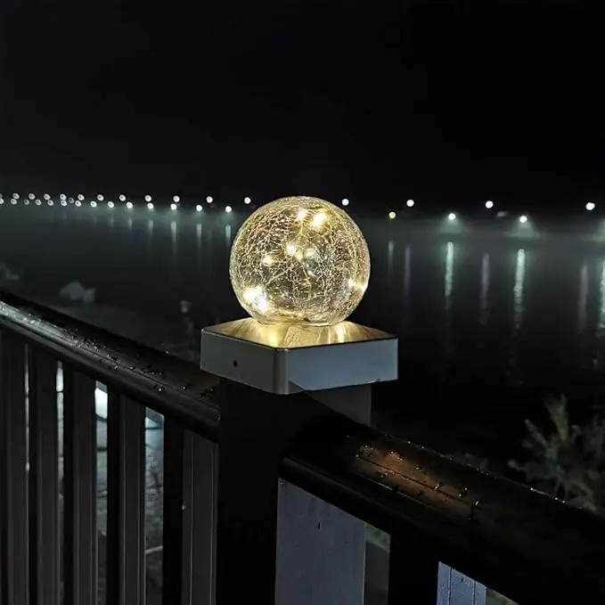 2PK Solar Post Cap Lights - Waterproof Outdoor Caps for Deck, Fence, Patio, LED Garden Decorative Lighting for Wooden or Vinyl Posts - Warm White by GreenHaven Gardens