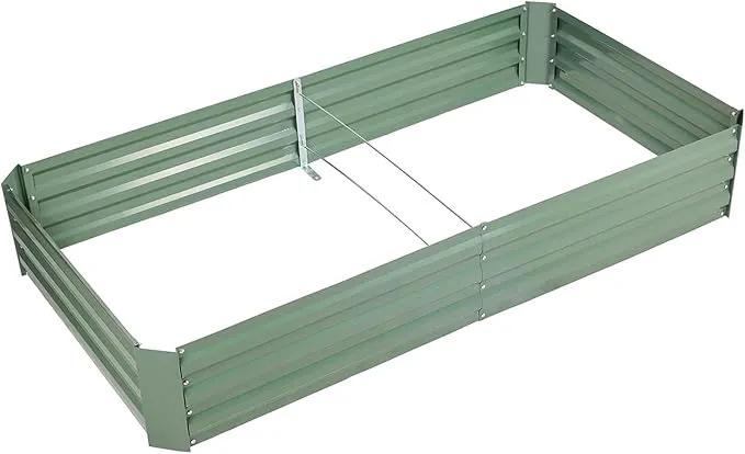 Aoodor 6 x 3 x 1 ft Outdoor Raised Garden Bed, Reinforced Galvanized Steel Planter Box for Vegetables, Fruits, Flowers, and Herbs by GreenHaven Gardens