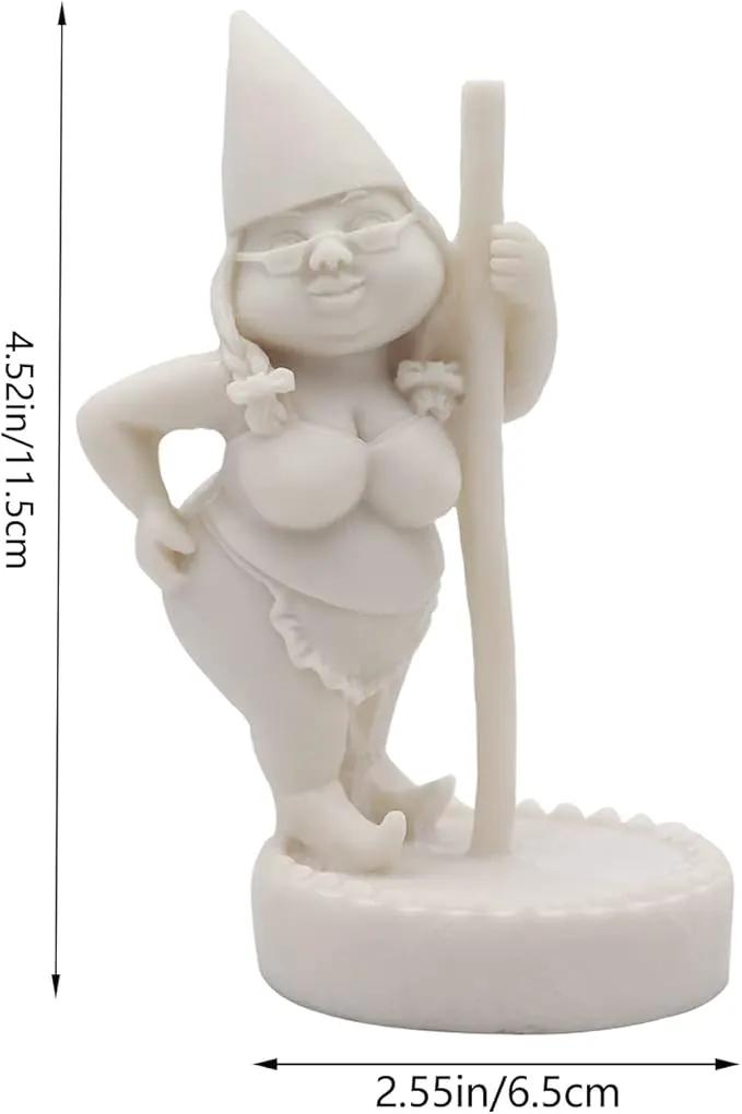 Unpainted Pole Dancing Gnome Statue, DIY Paint Your Own Gnome, Unpainted DIY Gnome Figurines for Kids and Adults, Funny Outdoor Gnome Figure, Dancing Lady Gnome Statue(4.6"/12 cm) by GreenHaven Gardens