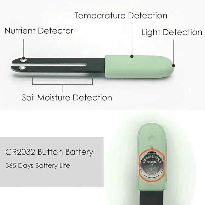 Soil Moisture Meter 4 in 1 for HHCC, Plant Water Monitor, Automatically detects Moisture/Temperature/Light/Fertility, Can Connect to Mobile Phone via Bluetooth, Plants Sensor for Indoor (Green - 1pcs) by GreenHaven Gardens