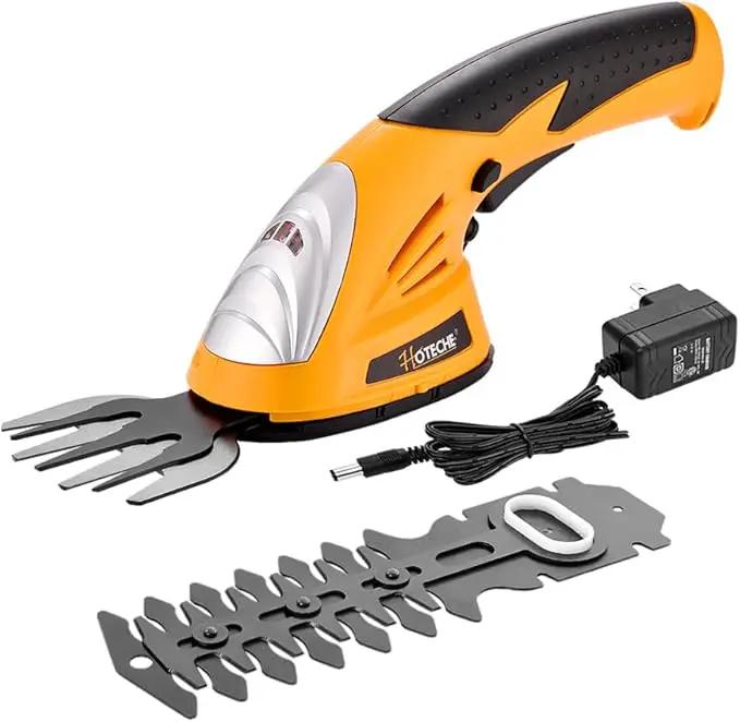 Hoteche Cordless Grass Shear & Hedge Trimmer 2-in-1 Handheld 7.2V Rechargeable Electric Shrub Clippers by GreenHaven Gardens