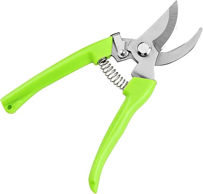 Garden Flower Shears Pruning Shears 6.9 inches Scissors Heavy Duty Plant Scissors for Cutting Flowers, Trimming Plants, Bonsai, Fruits Picking (Green Handle) by GreenHaven Gardens