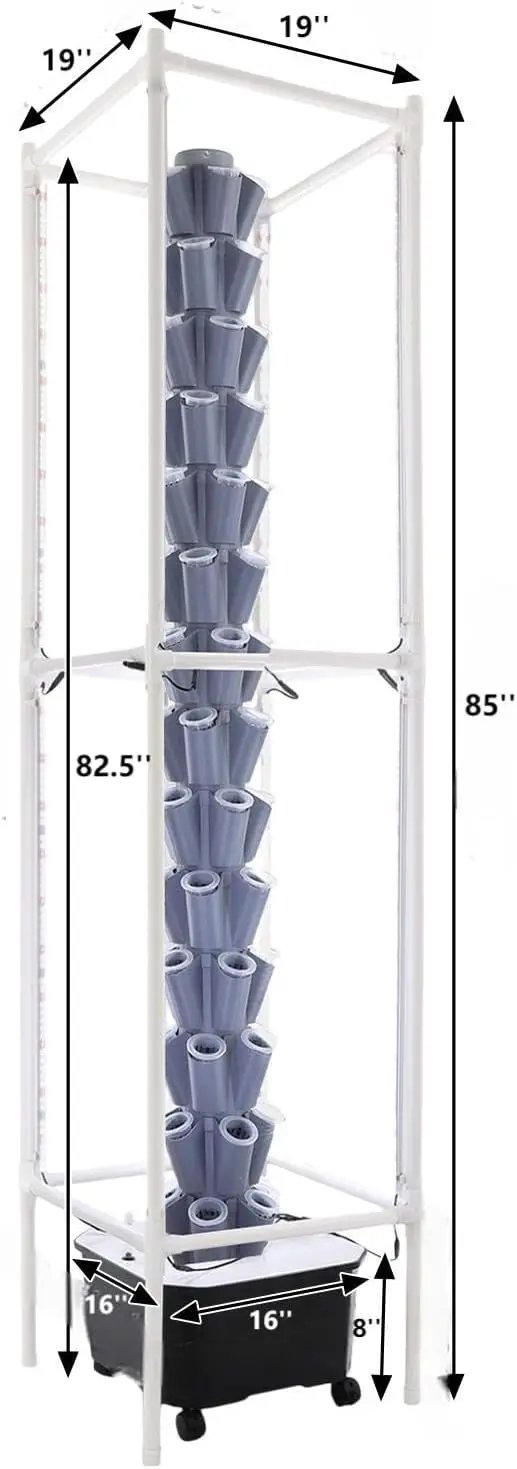 Hydroponic Growing Tower System Kit, 70-Plant Vertical Hydroponics Garden Tower with LED Grow Light, for Outdoor Indoor Herbs Fruits Vegetables Smart Garden Planter Kit by GreenHaven Gardens