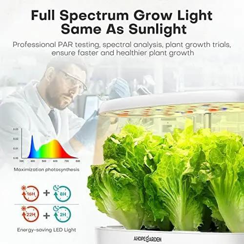Ahopegarden Indoor Garden Hydroponics Growing System: 12 Pods Plant Germination Kit Herb Garden Kit Growth Lamp Countertop with LED Grow Light Hydrophonic Planter Grower Harvest Vegetable Lettuce by GreenHaven Gardens