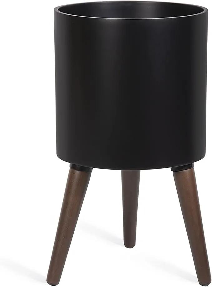 D'vine Dev 10 Inch Planter Pot with Stand, Mid-Century Tall Plant Pot with Legs for Indoor Plants, Medium, Black, 88-O-B-2 by GreenHaven Gardens