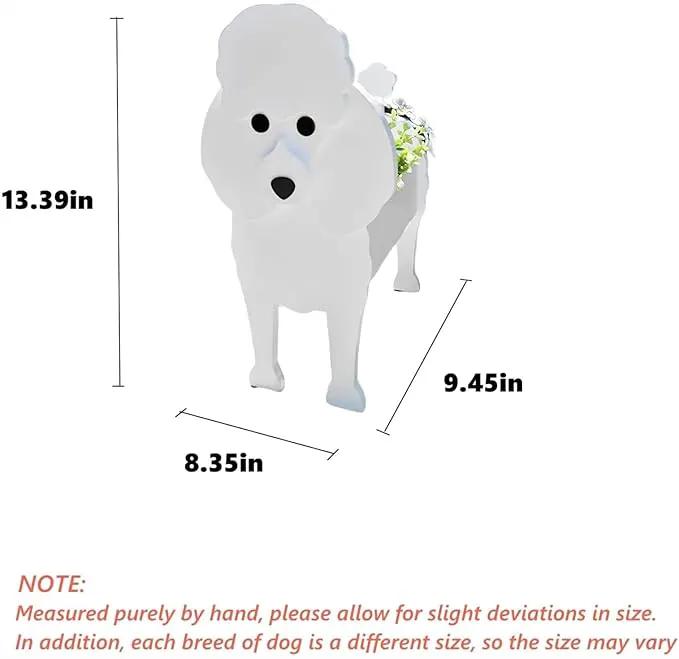 Poodle Dog Planter Plant Pots,Cute Garden Dog Flower Planter,Dog Planters Birthday Gifts for Women,Office,Indoor/Outdoor Decor（9.45 * 8.35 * 13.39in） by GreenHaven Gardens