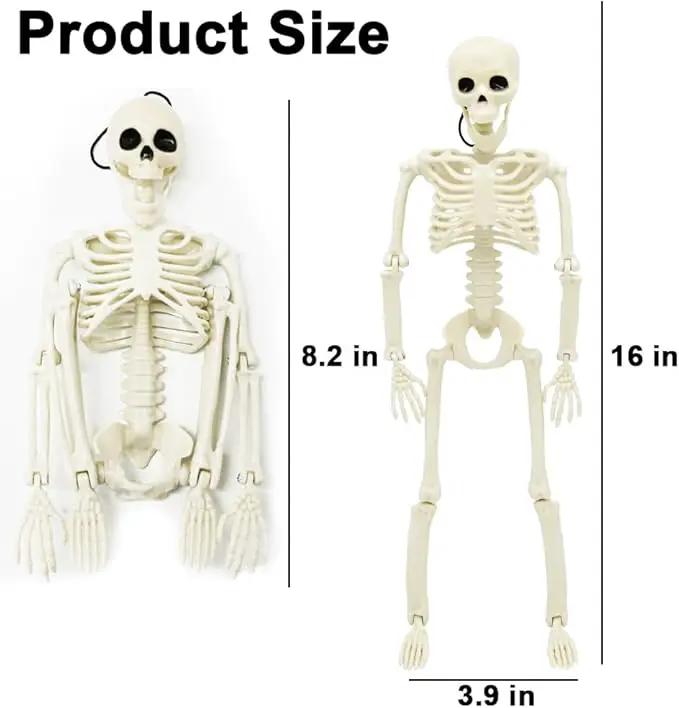 DINESIL 5 Packs Posable Halloween Skeleton, Full Body Halloween Skeleton with Movable Joints, 16" Hanging Spooky Skeletons for Halloween Haunted House Party Home Props Decorations by GreenHaven Gardens