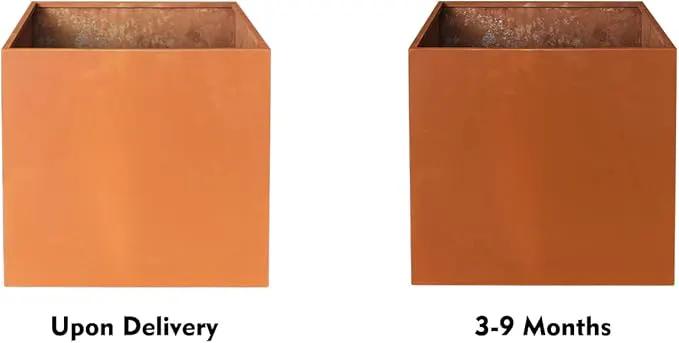 Corten Steel Planter Box Outdoor Planter Metal Square Large Steel Flower Pot Rustic Cube Patina Tall Plant 20 Inch Durable Antique for Commercial Residential Patio Deck Yard Garden by GreenHaven Gardens