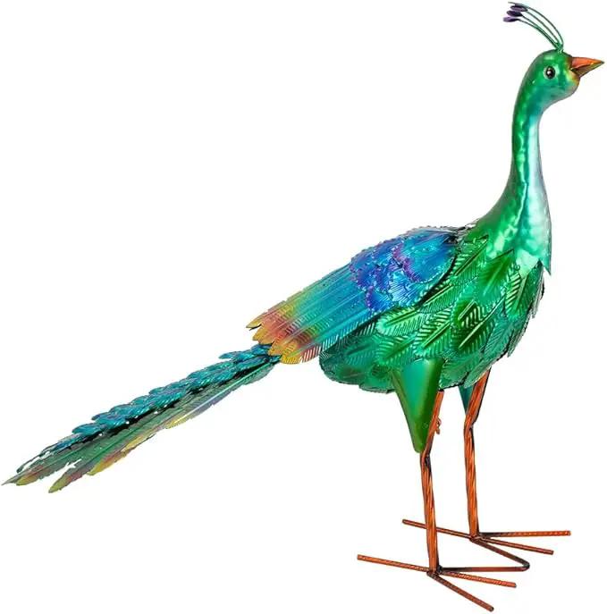 DREAMSOUL Peaock Garden Statues Metal Garden Sculptures & Statues Peacock Statue for Patio Yard Gift by GreenHaven Gardens
