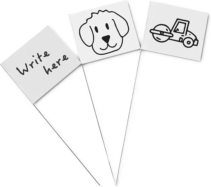 Zozen 100Pack White Marking Flags, Writable/15x4x5 Inch, Yard Flags for Lawn & Irrigation & Landscape & Sprinkler & Survey & Dog Training. by GreenHaven Gardens