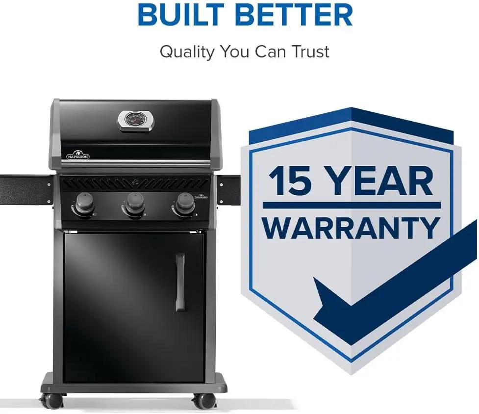 Napoleon Rogue 425 Natural Gas Grill, Black, Durable 3-Burner Outdoor BBQ by GreenHaven Gardens