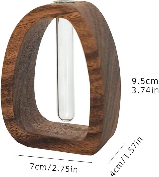 Solid Wood Frame Glass Test Tube Vase Desk Hydroponic Plant, Enhances Home and Office Environment, Small Size (Small) by GreenHaven Gardens