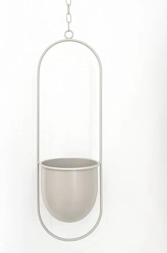 Boho Beige Metal Plant Hanger,Metal Wall and Ceiling Hanging Planter, Modern Planter, Mid Century Flower Pot Plant Holder, Minimalist Planter for Indoor Outdoor Home Decor by GreenHaven Gardens