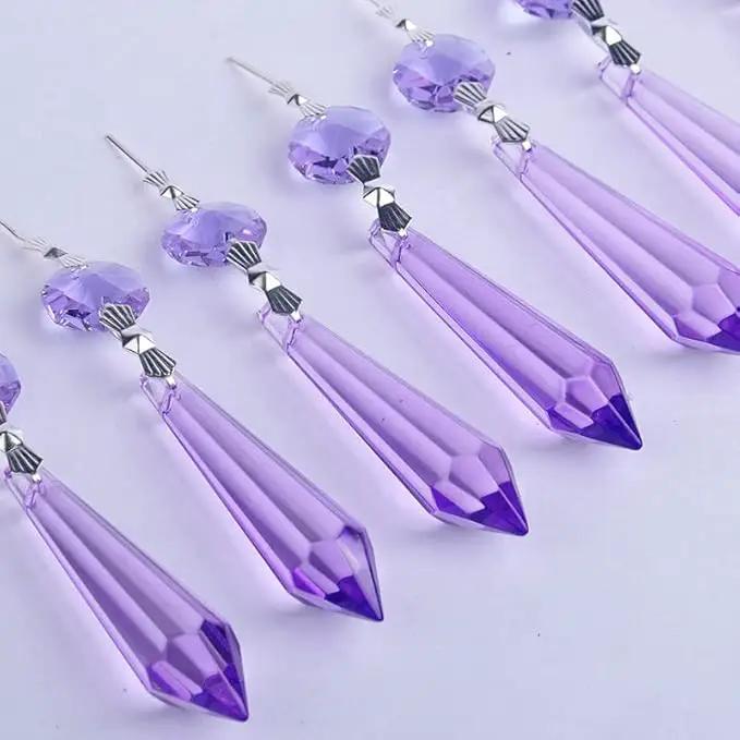 HDCRYSTALGIFTS Purple Chandelier Icicle Drop Prisms Crystal 55mm, Pack of 25 by GreenHaven Gardens