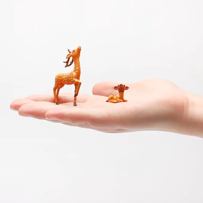 Exasinine 12 Pcs Mothers Love Deer Figurines Forest Animal Figurines Woodland Animals Creatures Figurines Miniature Deer for Crafts Fairy Garden Supplies Cake Toppers by GreenHaven Gardens