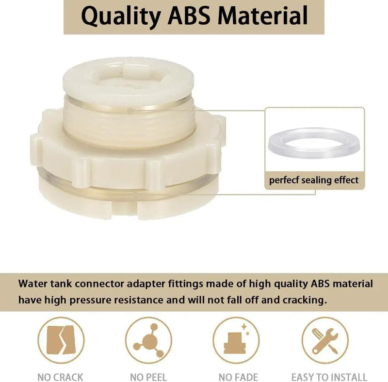 1.25" Female ABS Bulkhead Fitting, Plastic Water Tank Connector Adapter Fitting with Plugs for Outdoor rain Barrel Garden Hose Adapter Spigot kit Water Tank Gallon Drain Bucket(Set of 2) by GreenHaven Gardens