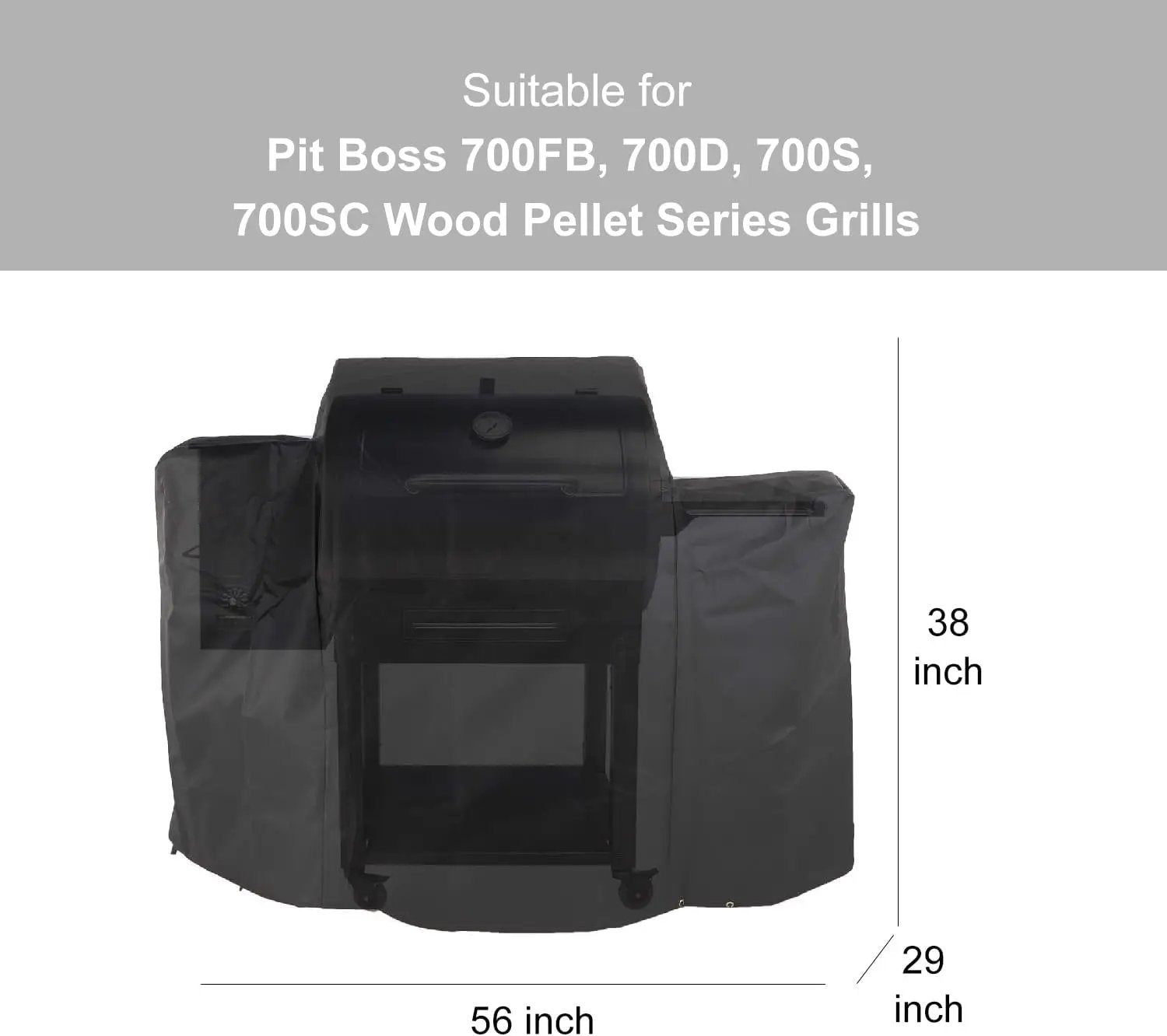 600D Grill Cover Fits for Pit Boss 700FB, 700D, 700S, 700SC Wood Pellet Series Grills, Replace for Pit Boss 73701 Heavy Duty Waterproof Grill Cover, Fade Resistant, 56" x 29" x 38" by GreenHaven Gardens