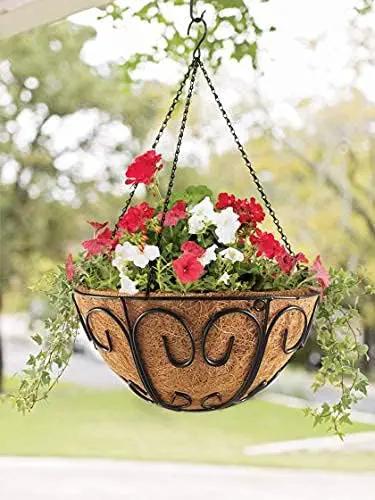 2 Pack Metal Hanging Planter Basket with Coco Coir Liner Chain Round Wire Plant Holder Flower Pots Hanger Garden Decoration Porch Decor Watering Hanging Baskets Indoor Outdoor (BUTTERFLY SHAPE) by GreenHaven Gardens