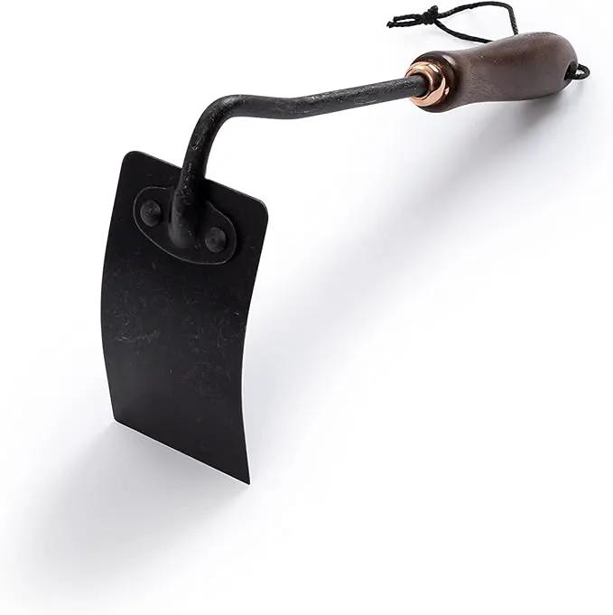 Barebones Square Hand Hoe - Garden Hoe for Weeding with a Long Handle - Japanese Gardening Tool, Sickle Garden Tool (Black/Walnut) by GreenHaven Gardens
