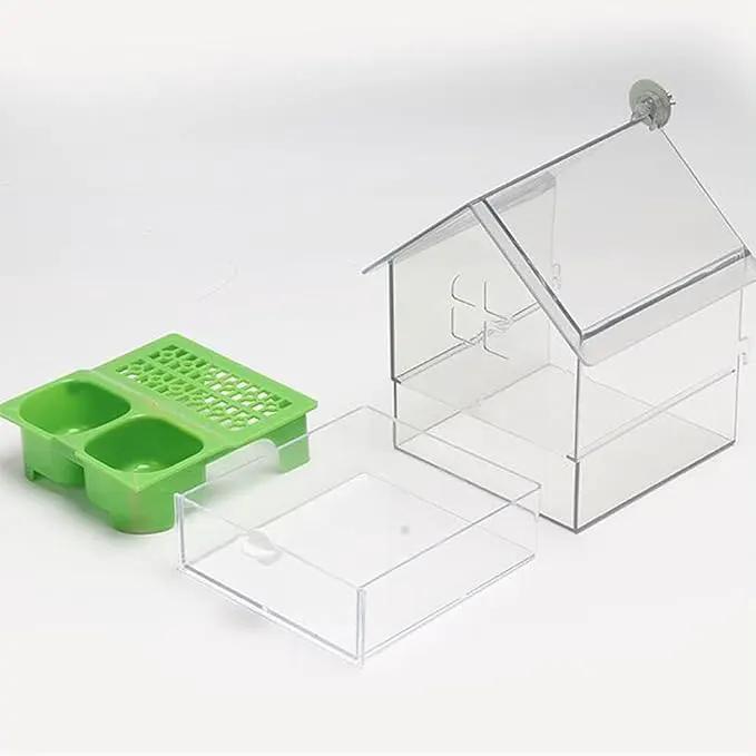 2026 New Pull-Out External Parrot Feeder, Bird Bath for Cage, 7*6*5.5in Bird Feeder House, Transparent Parakeet Cage Accessories, Easy To Fill, Clean, Long-Lasting, for Finch and Hummingbird (MIX) by GreenHaven Gardens