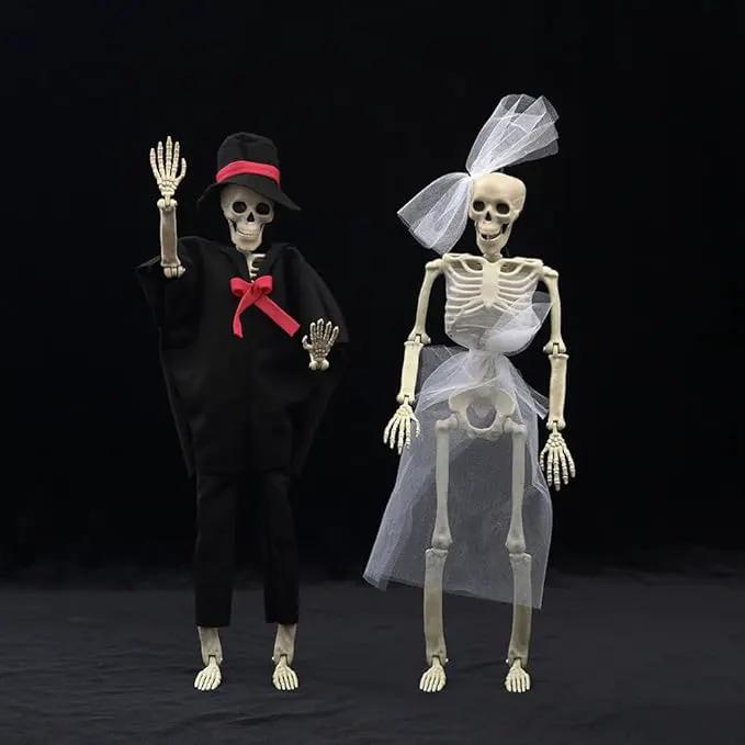 DINESIL 5 Packs Posable Halloween Skeleton, Full Body Halloween Skeleton with Movable Joints, 16" Hanging Spooky Skeletons for Halloween Haunted House Party Home Props Decorations by GreenHaven Gardens