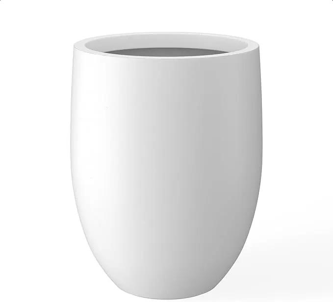 Kante 21.7" H White Concrete Tall Planter, Large Outdoor Indoor Decorative Pot with Drainage Hole and Rubber Plug, Modern Round Style for Home and Garden by GreenHaven Gardens
