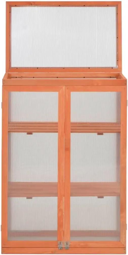 Wooden Portable Greenhouse with 2 Shelves and 2 Doors, Garden Mini Greenhouse Cabinet for Outdoor Indoor Use 29.5"x18.5"x42.9" by GreenHaven Gardens