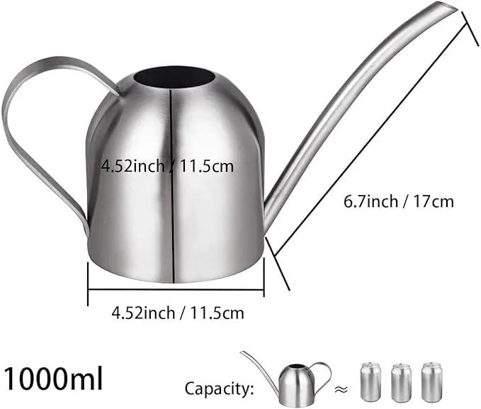 IMEEA Indoor Watering Can for House Plants Stainless Steel Watering Can Metal with Long Spout (33oz/1L) by GreenHaven Gardens