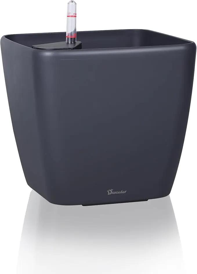 Dexceder 18x17 Self Watering Planter with Wheels Indoor Outdoor, Inner Mat Design, Thickened Large Floor Standing Flower Plant Pot with Water Level Indicator (Slate Gray Matte) by GreenHaven Gardens