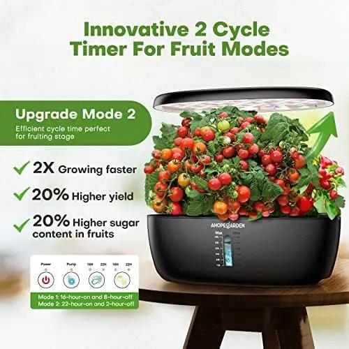 Ahopegarden Indoor Garden Hydroponics Growing System: 12 Pods Plant Germination Kit Garden Kit Growth Lamp Countertop with LED Grow Light Hydrophonic Planter Grower Harvest Vegetable Lettuce by GreenHaven Gardens