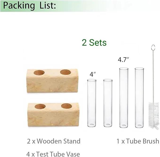 Ivolador Propagation Stations Double Test Tube Plants Terrariums in Wooden Stand Propagation Station for Hydroponic Plants Office Home Decoration by GreenHaven Gardens