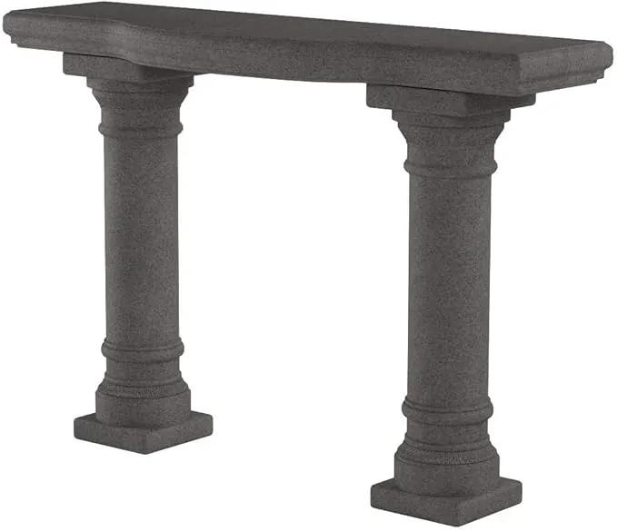Emsco Group 2316 Lightweight Natural Sandstone Garden Shelf with Columns, 48", Granite by GreenHaven Gardens
