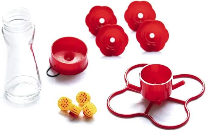 Nature's Rhythm Bird Feeder 4 bee Guard Plastic Feeding Port 8oz Glass Pinch Waist Hummingbird Feeder,1pcs by GreenHaven Gardens