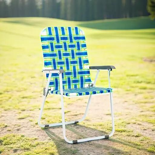 VINGLI Patio Lawn Webbed Folding Chairs 1 Piece, Outdoor Beach Chair Portable Dining Chair for Outdoor Yard, Garden (Blue, Classic) by GreenHaven Gardens