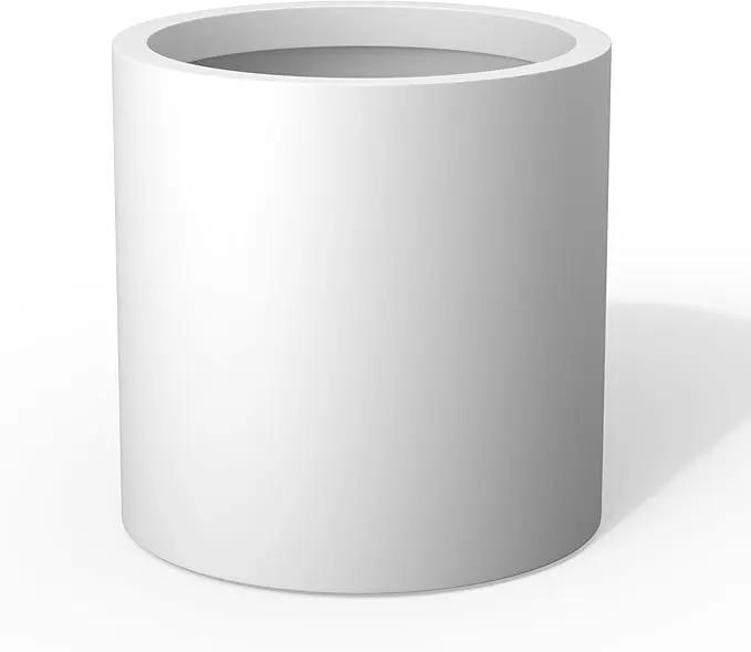Kante 15.7" Dia Round Concrete Planter, Modern Style Large Cylindrical Plant Pot with Drainage Hole and Rubber Plug for Indoor Outdoor Patio, White by GreenHaven Gardens