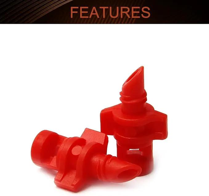 MroMax 25Pcs 360 Degree Micro Sprayer Automizing Sprinkler Nozzle Hydroponic Aeroponic Misters Fan Jet for Miniature Garden Lawn Plant Irrigation System Red by GreenHaven Gardens