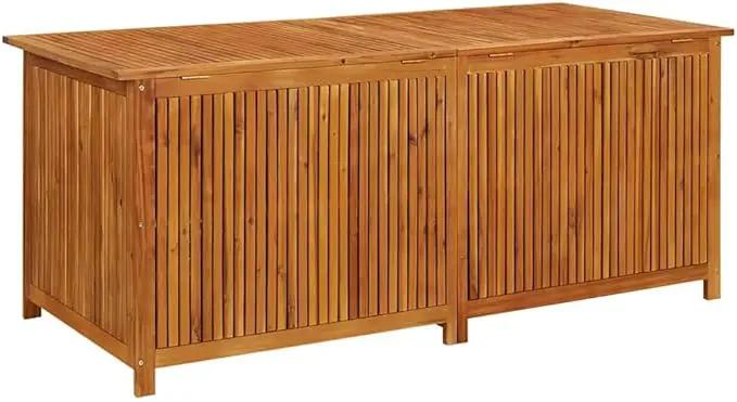 vidaXL Outdoor Storage Box, [Load Capacity Gallon] Deck Box with Gas-Lift Lid, Storage Chest with Water-Resistant Zippered Bag Inside, 68.9''x31.5''x29.5'', Solid Acacia Wood by GreenHaven Gardens