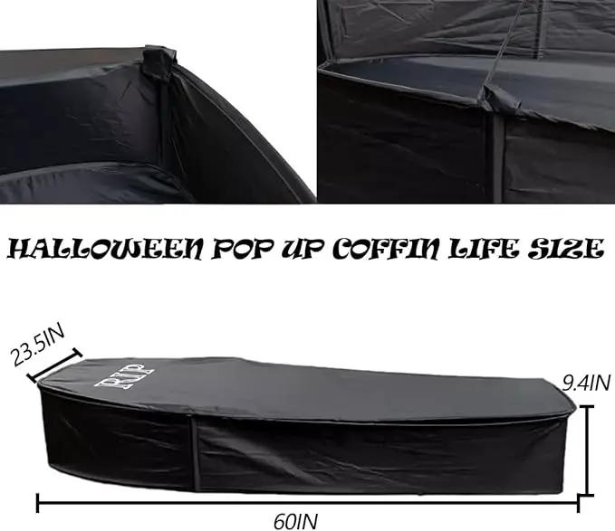 Halloween Pop Up Coffin with Lid, 60 inch Coffin Prop life size Collapsible, Scary Fake Coffin Prop Really Size for Graveyard, Halloween Cemetery decorations Outdoor, Lawn, Party, Haunted House by GreenHaven Gardens