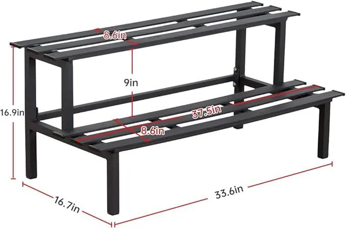 Sturdy 2-Tier Metal Plant Stand for Outdoor & Indoor, Decorative Planter Display Shelf Unit for Garden Patio Balcony Living Room by GreenHaven Gardens