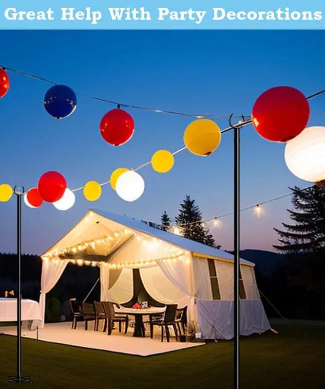 String Light Pole Stand for Outdoor String Lights Hanging, Use for Backyard, Garden, Patio, Party, Festival, Wedding, Picnic, 10FT, Matte, 2 Poles by GreenHaven Gardens