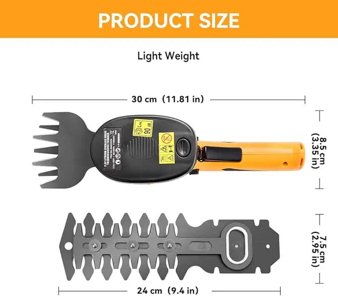 Hoteche Cordless Grass Shear & Hedge Trimmer 2-in-1 Handheld 7.2V Rechargeable Electric Shrub Clippers by GreenHaven Gardens
