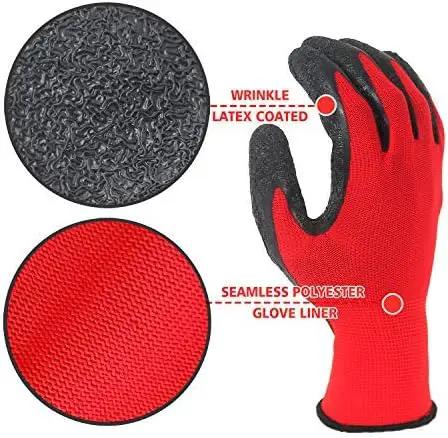 Evridwear Crinkle Latex Rubber Hand Coated Safety Work Gloves for Men Women General Multi Use Construction Warehouse Gardening Assembly Landscaping (XS-Size) Red 120 Pairs Pack by GreenHaven Gardens