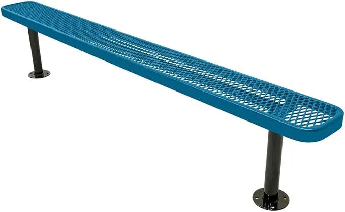 Coated Outdoor Furniture Heavy-Duty Outdoor Bench Thermoplastic Coated, Expanded Metal, Commercial-Grade Seating, Made in America (Surface Without Back, 8 Ft, Light Blue) by GreenHaven Gardens